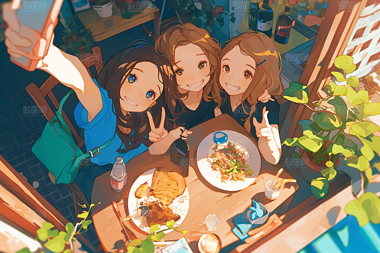 夏日聚会玩耍高清插画
