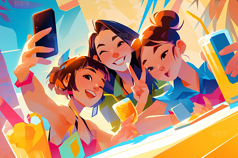夏日聚会高清友谊插画