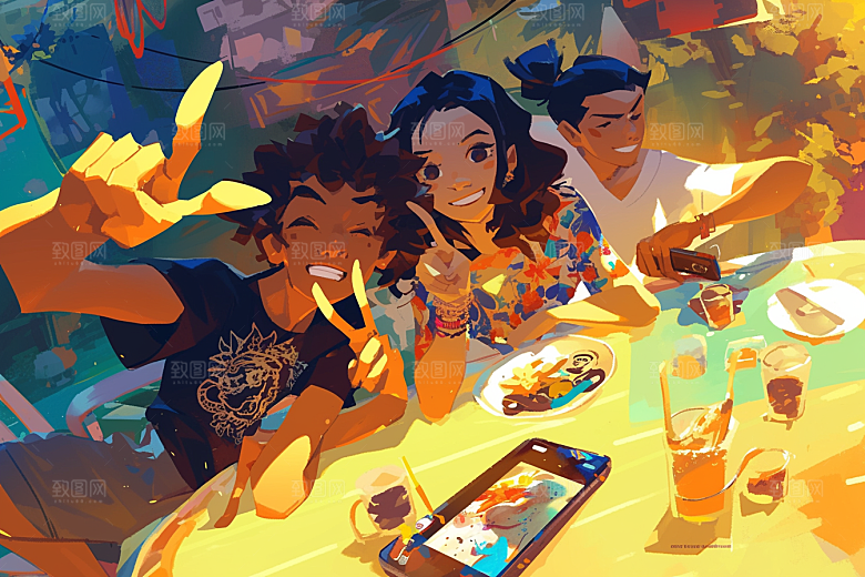 夏日聚会假日玩耍插画