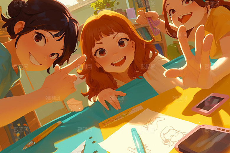 夏日聚会暑假场景插画