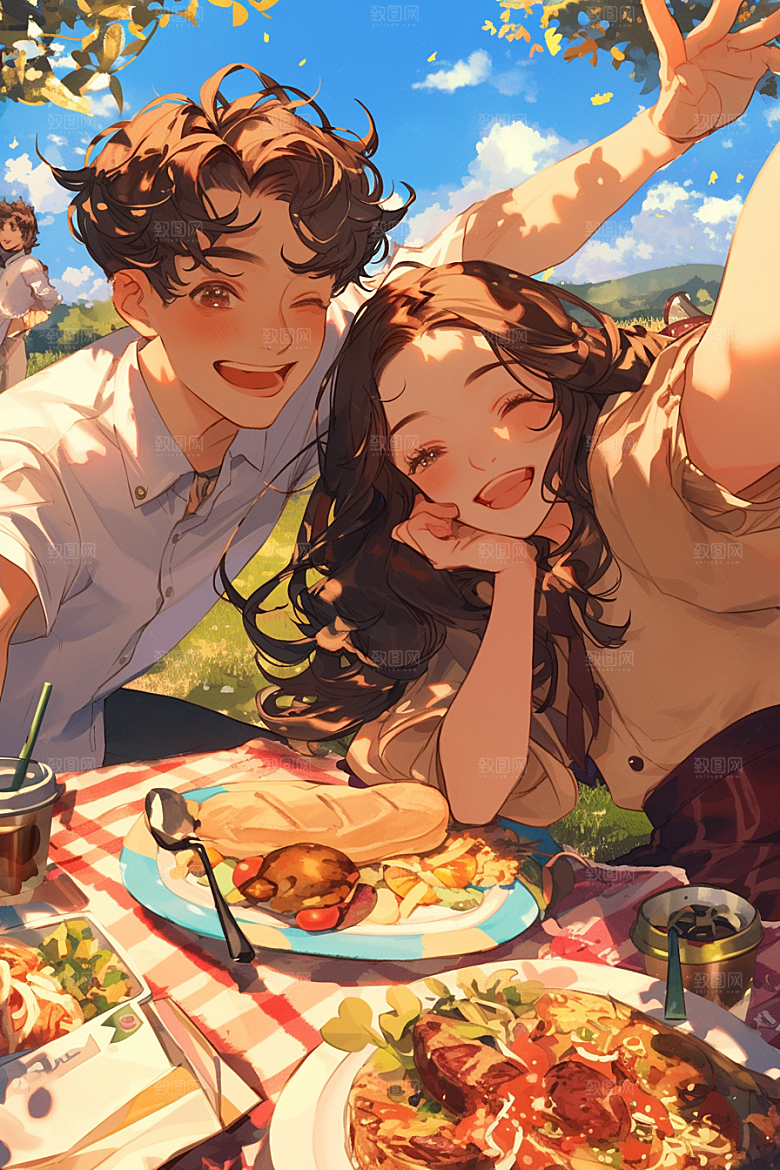 夏日聚会友谊场景插画