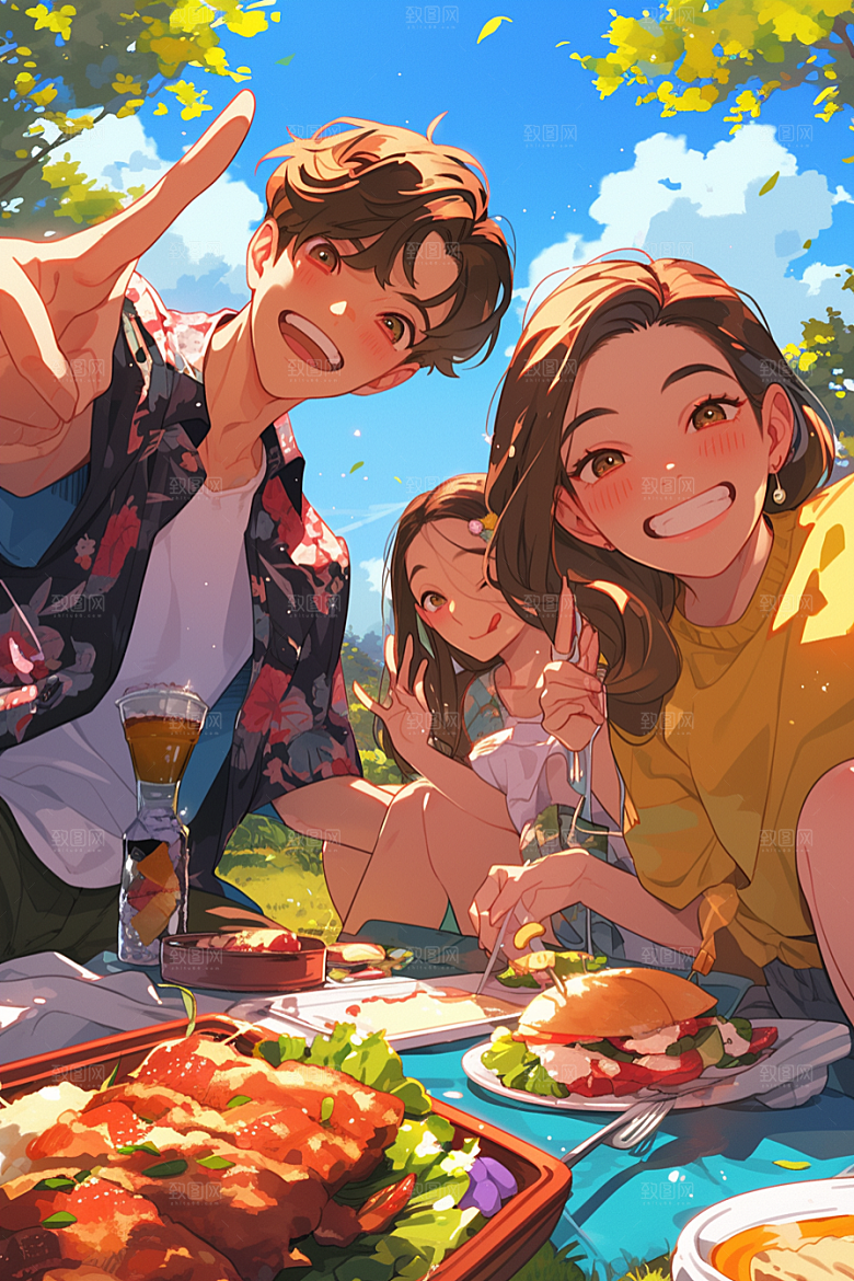 夏日聚会玩耍假日插画