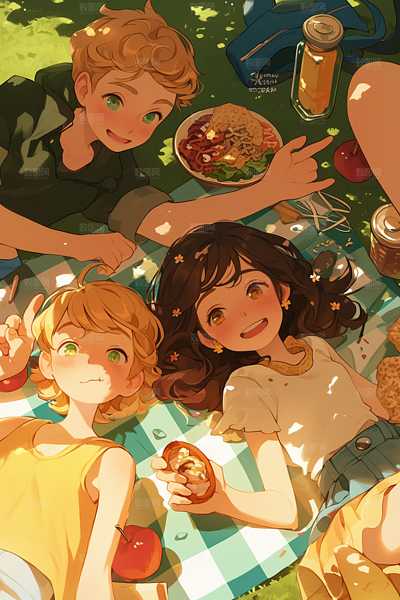 夏日聚会欢乐场景插画