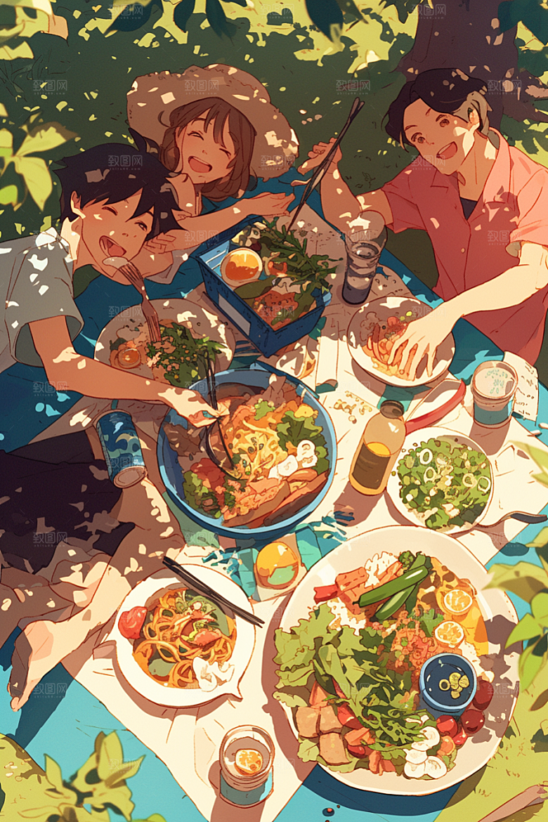 夏日聚会暑假玩耍插画