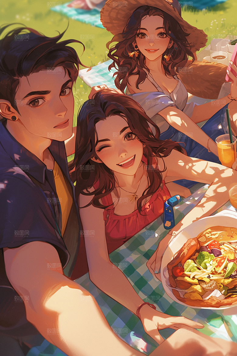 夏日聚会高清玩耍插画