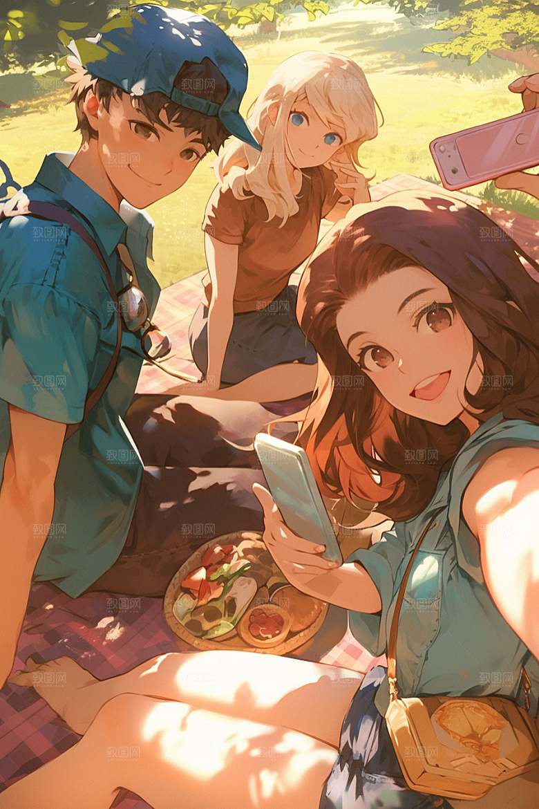 夏日聚会场景高清插画