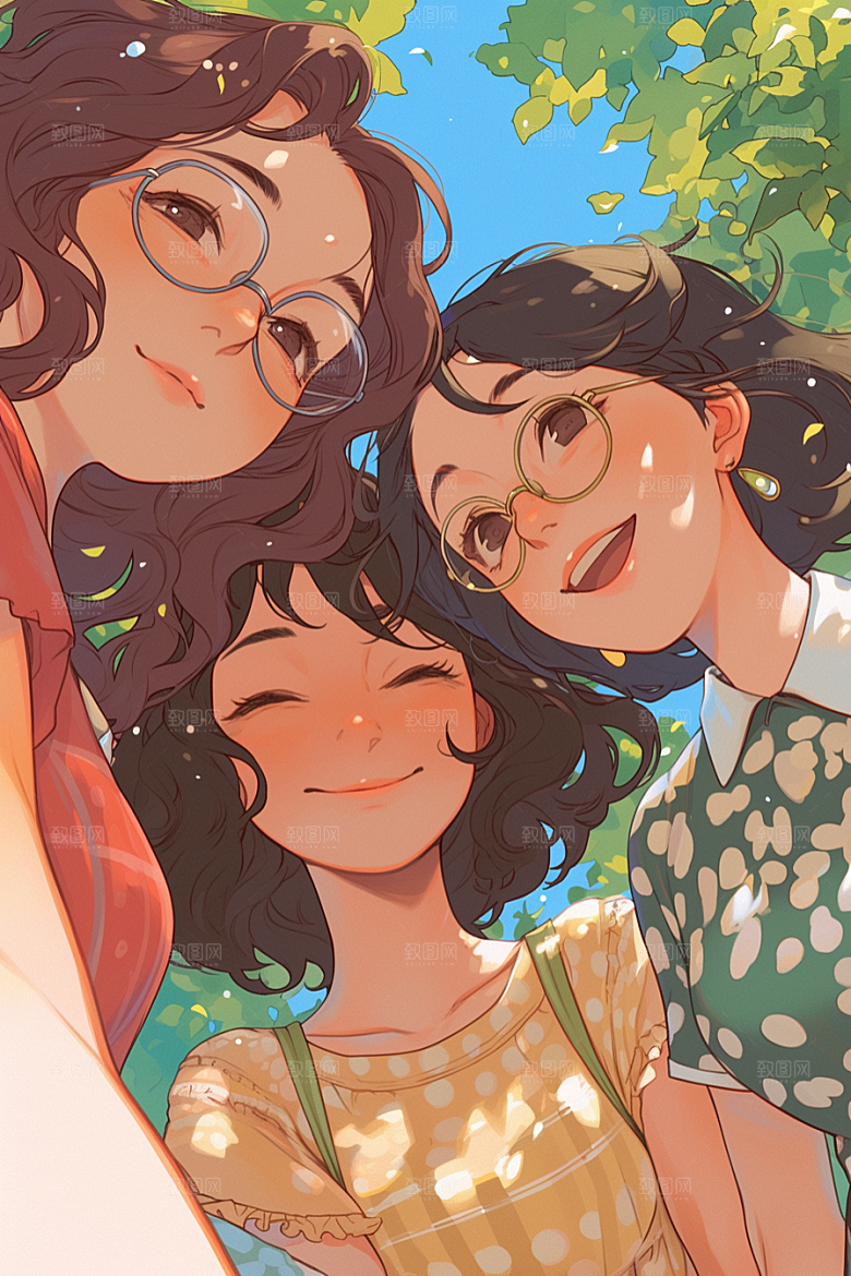 夏日聚会高清友情插画