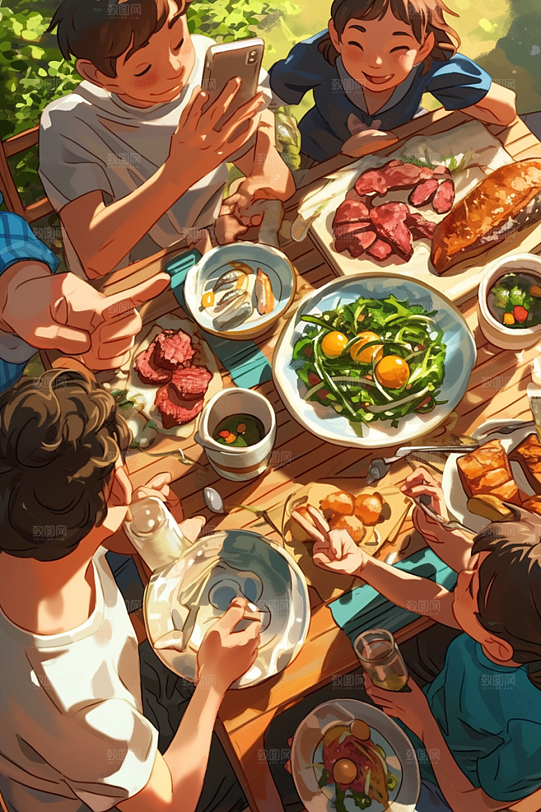 夏日聚会友谊假日插画