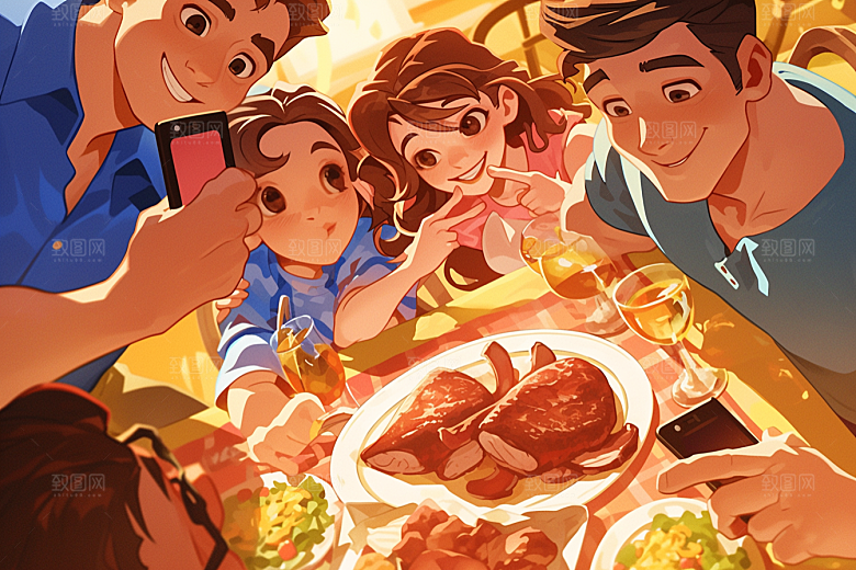 夏日聚会发小玩耍插画
