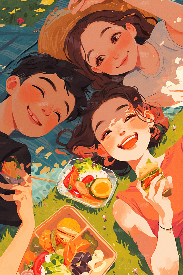 夏日聚会友谊高清插画
