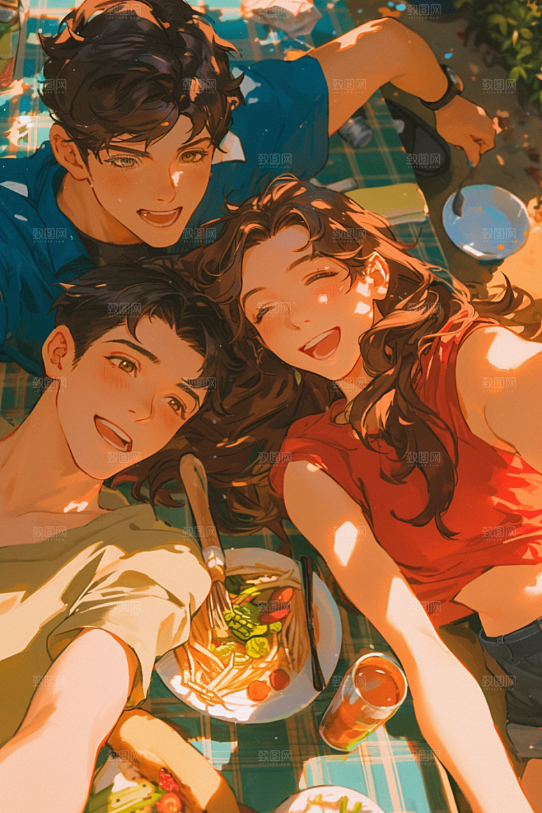 夏日聚会玩耍暑假插画