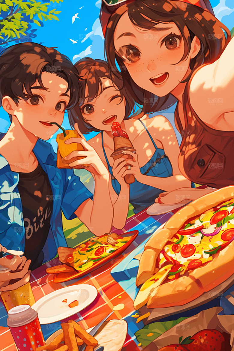 夏日聚会友谊假日插画