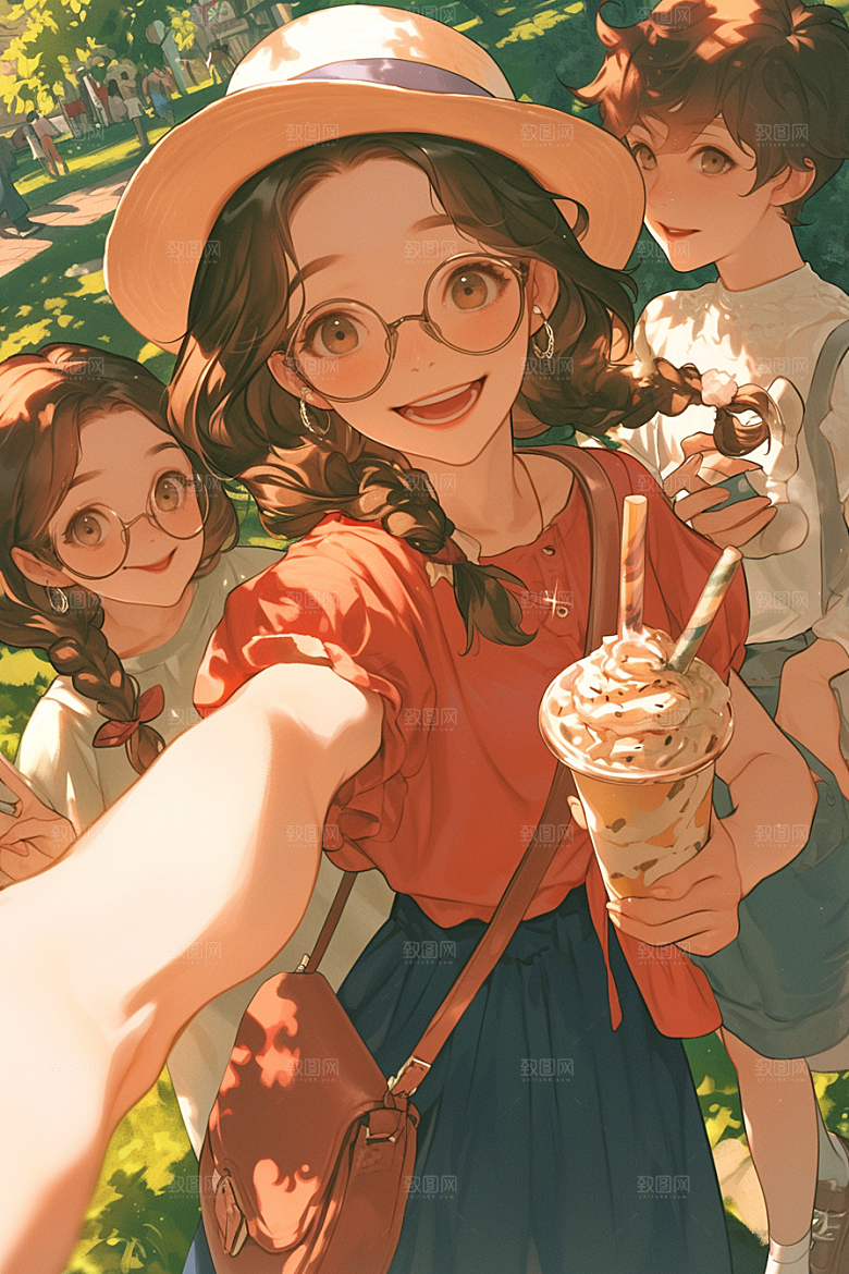 夏日聚会友情高清插画