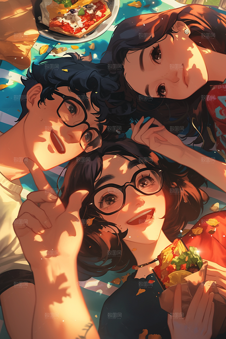 夏日聚会暑假场景插画