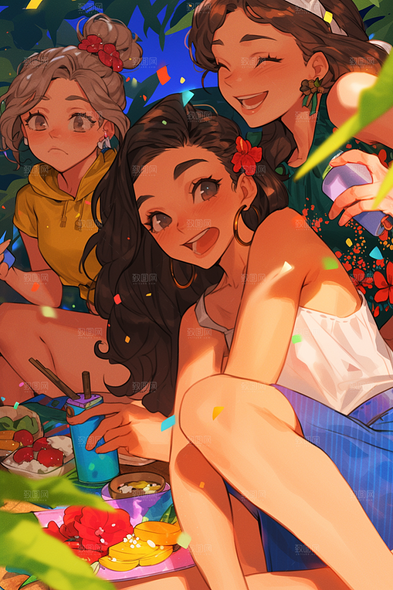 夏日聚会友谊假日插画