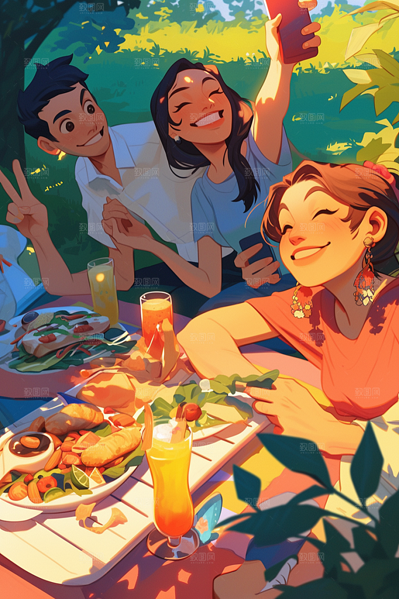 夏日聚会假日高清插画