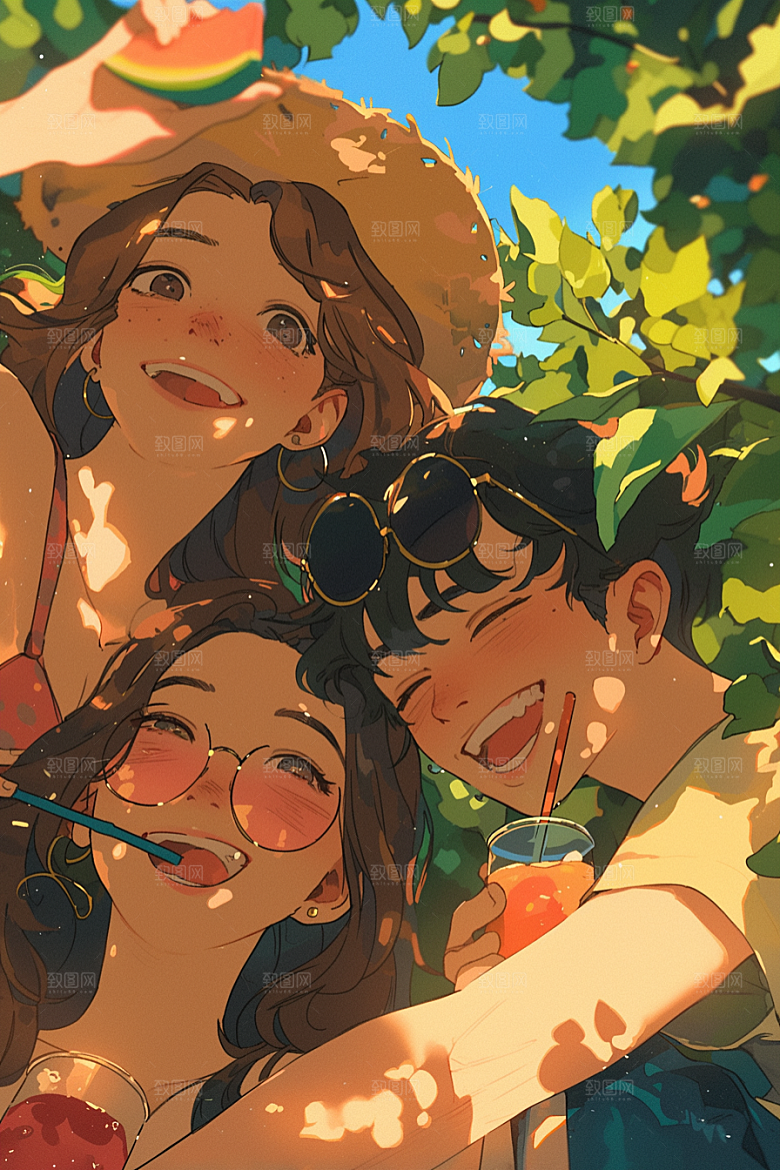 夏日聚会欢乐假日插画