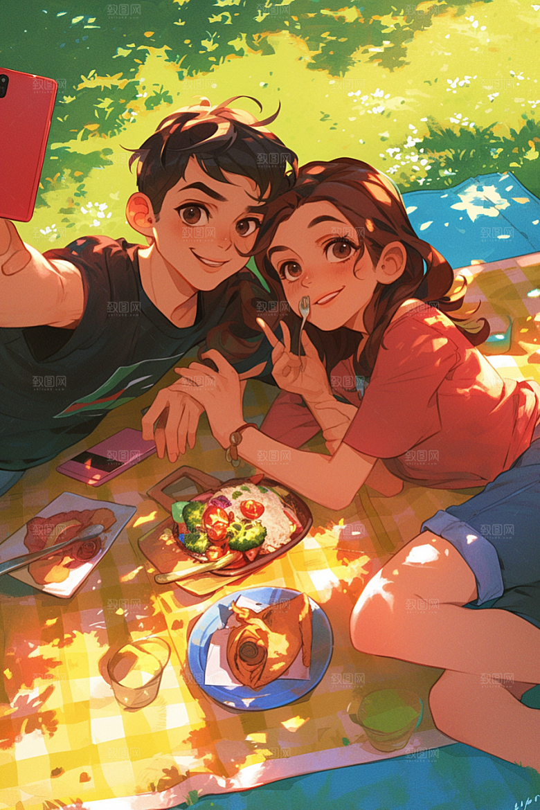 夏日聚会欢乐友谊插画