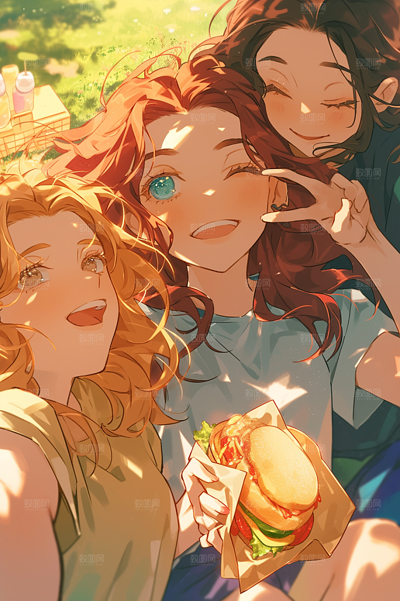 夏日聚会高清玩耍插画
