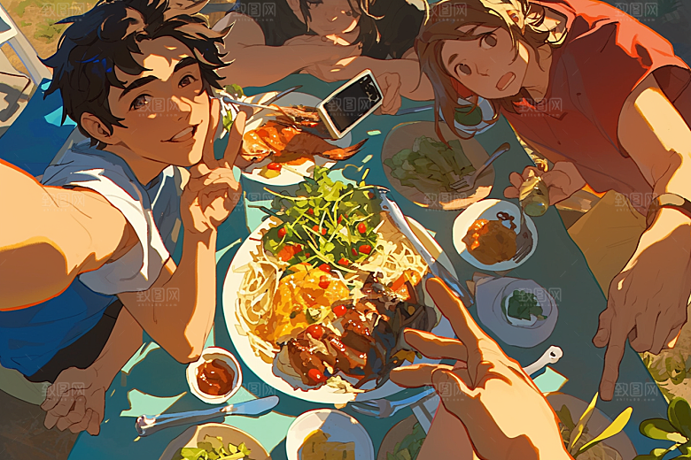夏日聚会假日玩耍插画
