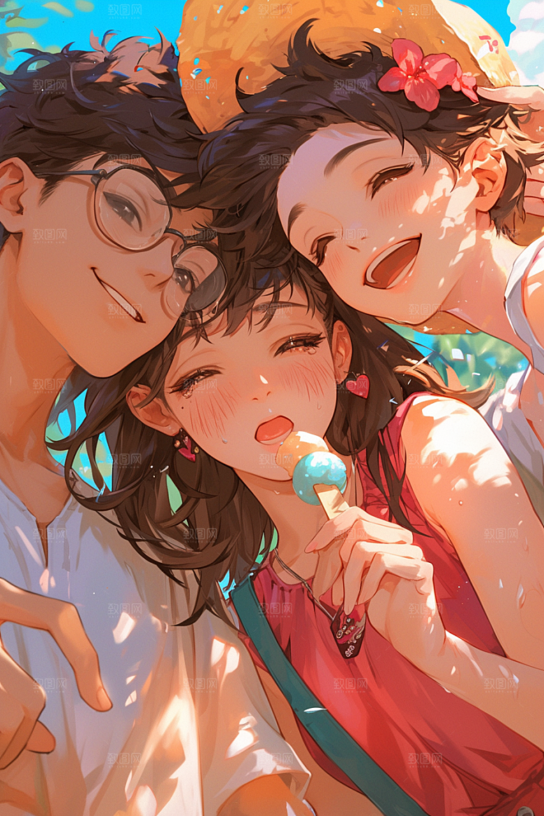 夏日聚会玩耍友谊插画