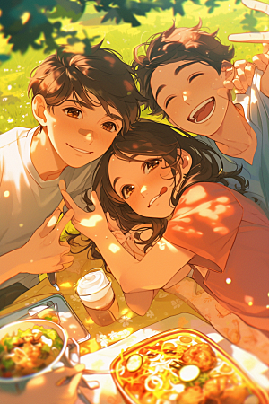 夏日聚会友谊玩耍插画
