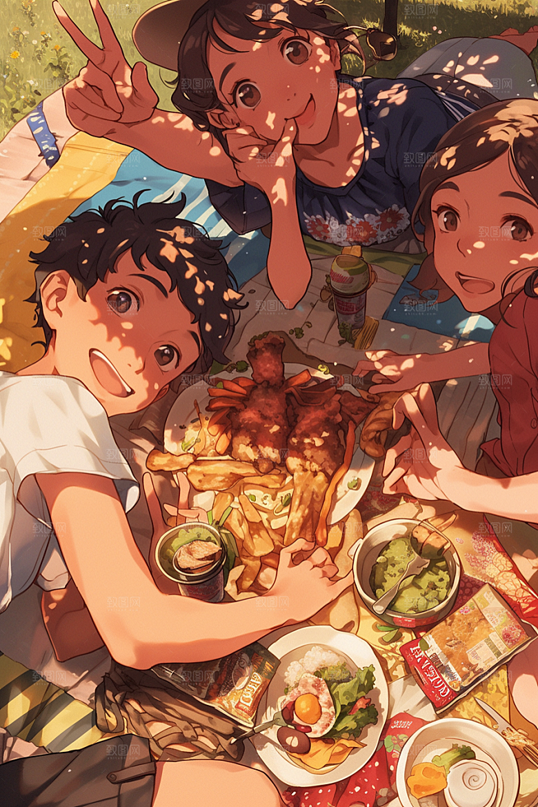 夏日聚会场景玩耍插画