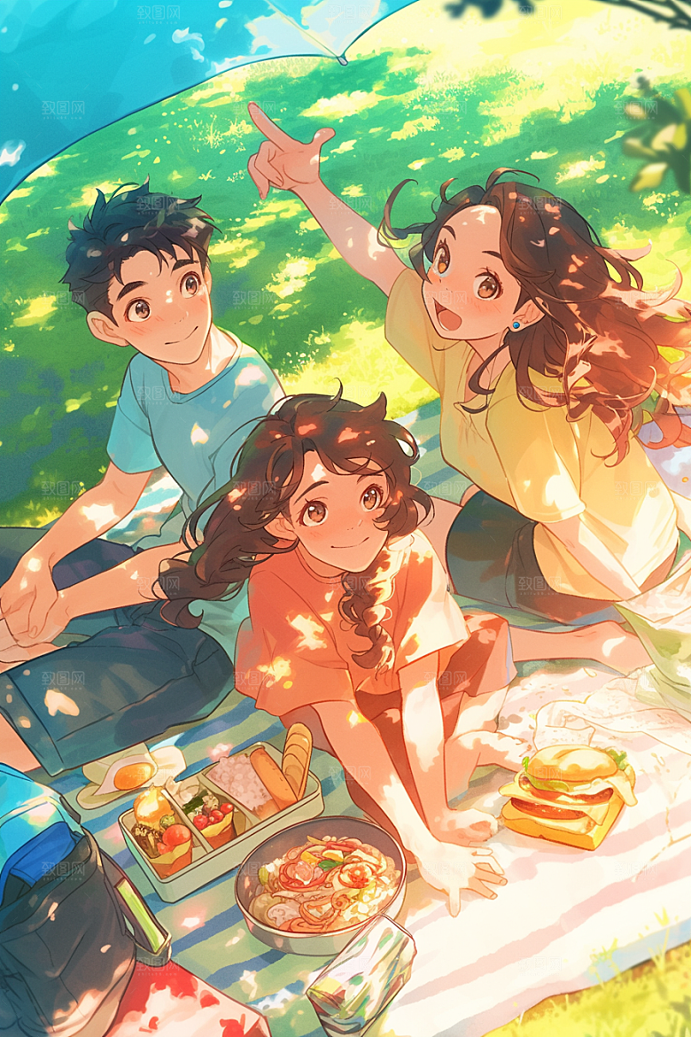 夏日聚会玩耍暑假插画