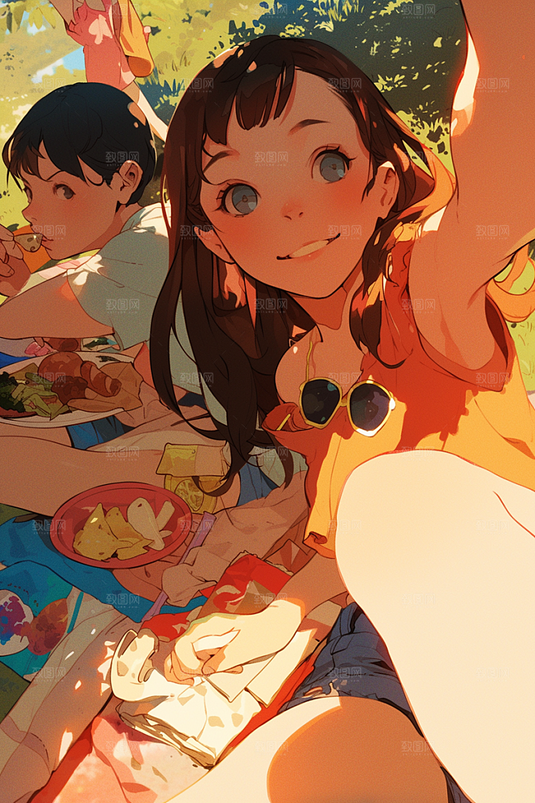 夏日聚会友情友谊插画