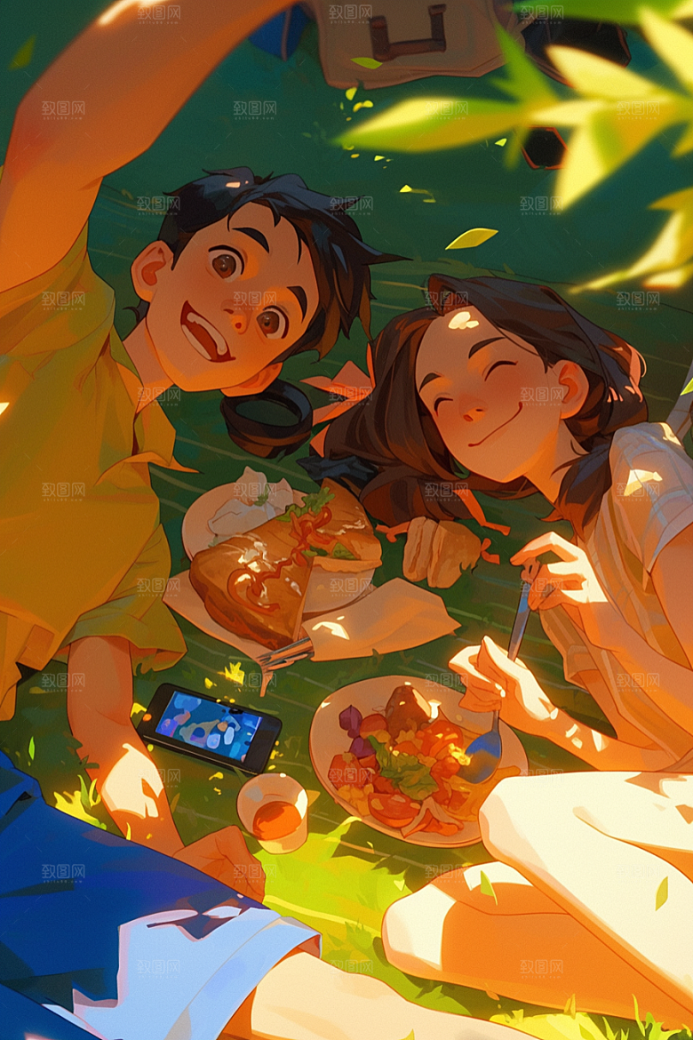 夏日聚会玩耍假日插画