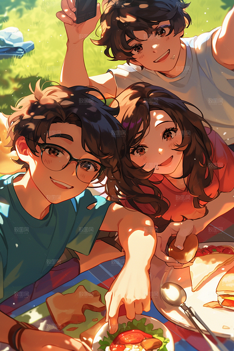 夏日聚会场景高清插画