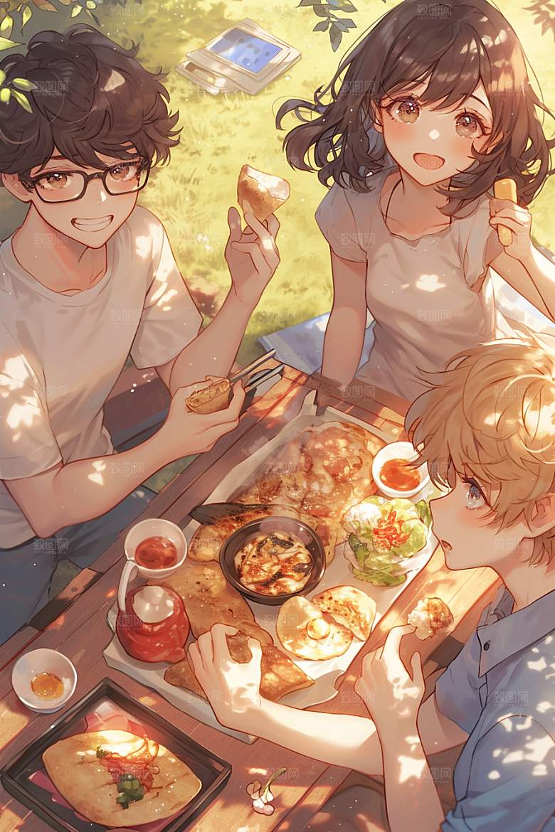 夏日聚会友谊场景插画