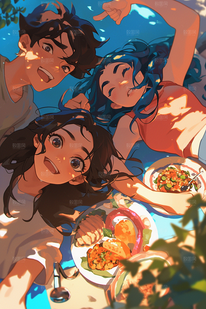 夏日聚会假日友谊插画