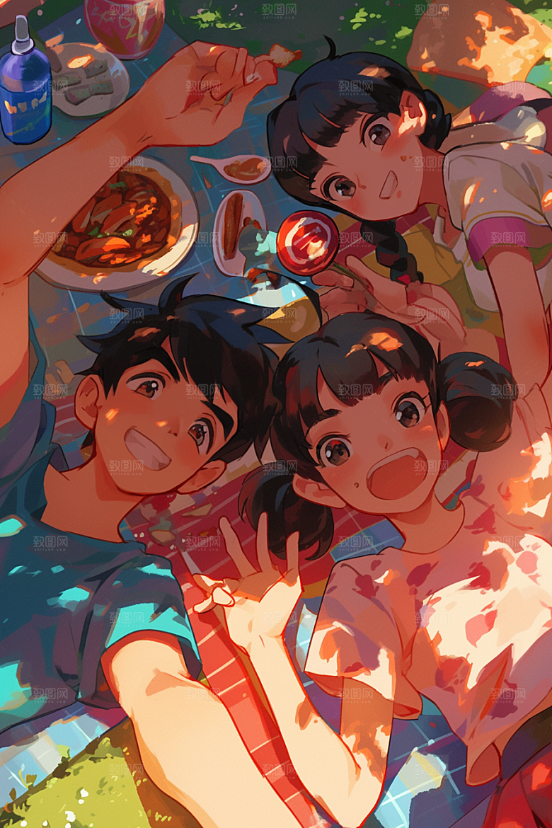 夏日聚会友情假日插画
