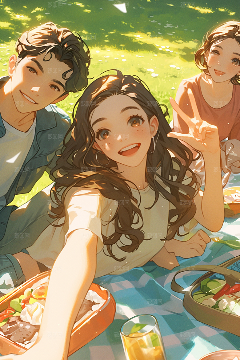 夏日聚会友情友谊插画