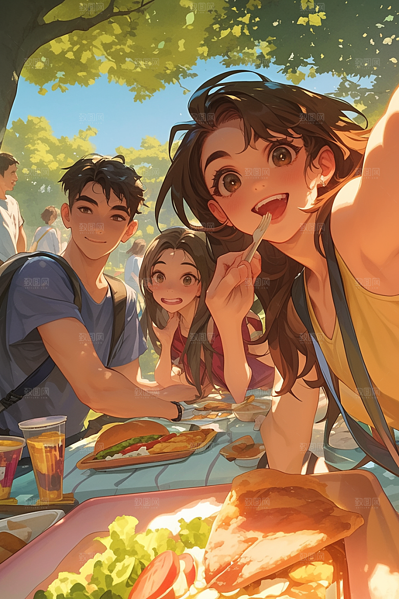 夏日聚会场景玩耍插画