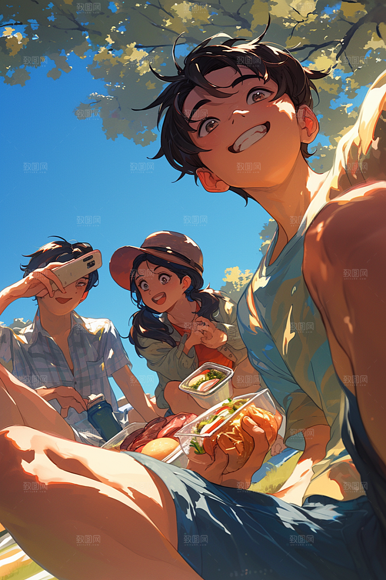 夏日聚会友情高清插画