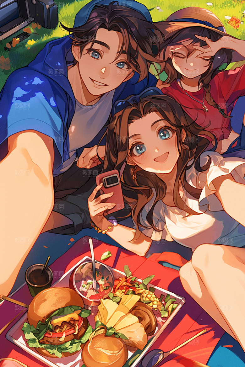 夏日聚会友谊场景插画