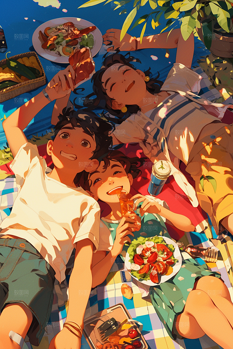 夏日聚会假日暑假插画