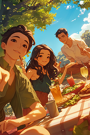 夏日聚会高清假日插画