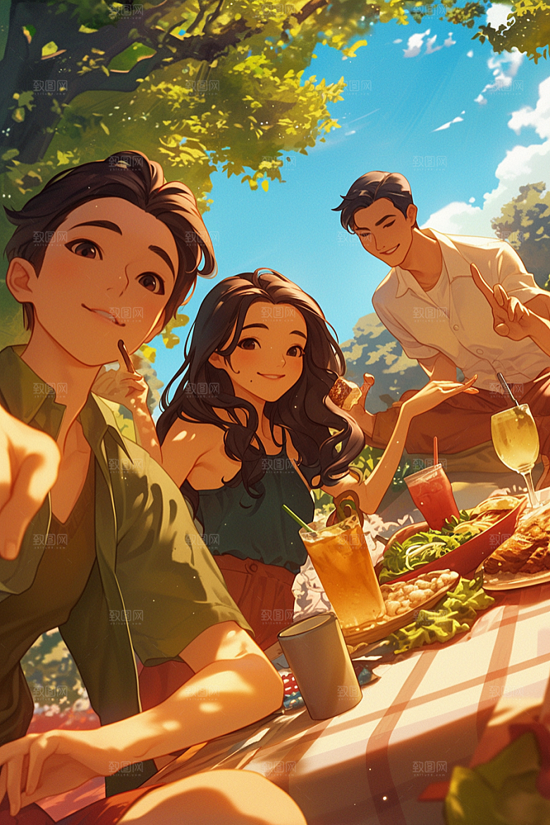 夏日聚会高清假日插画