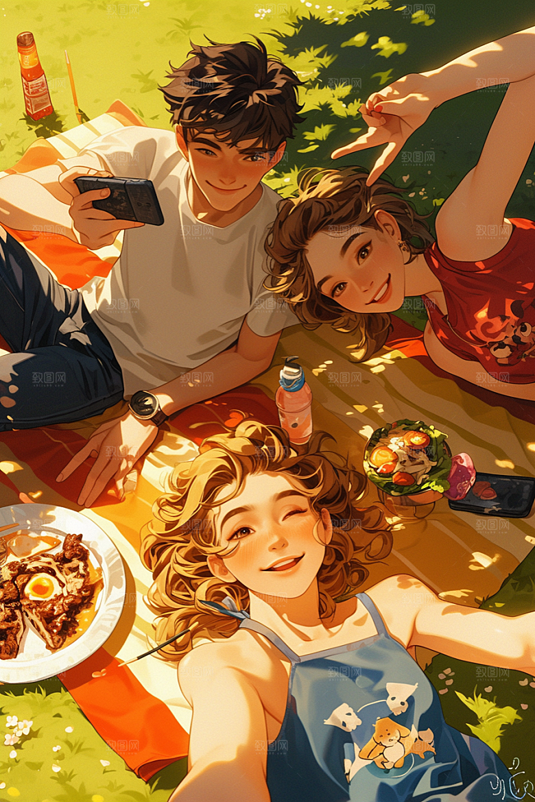 夏日聚会友谊友情插画