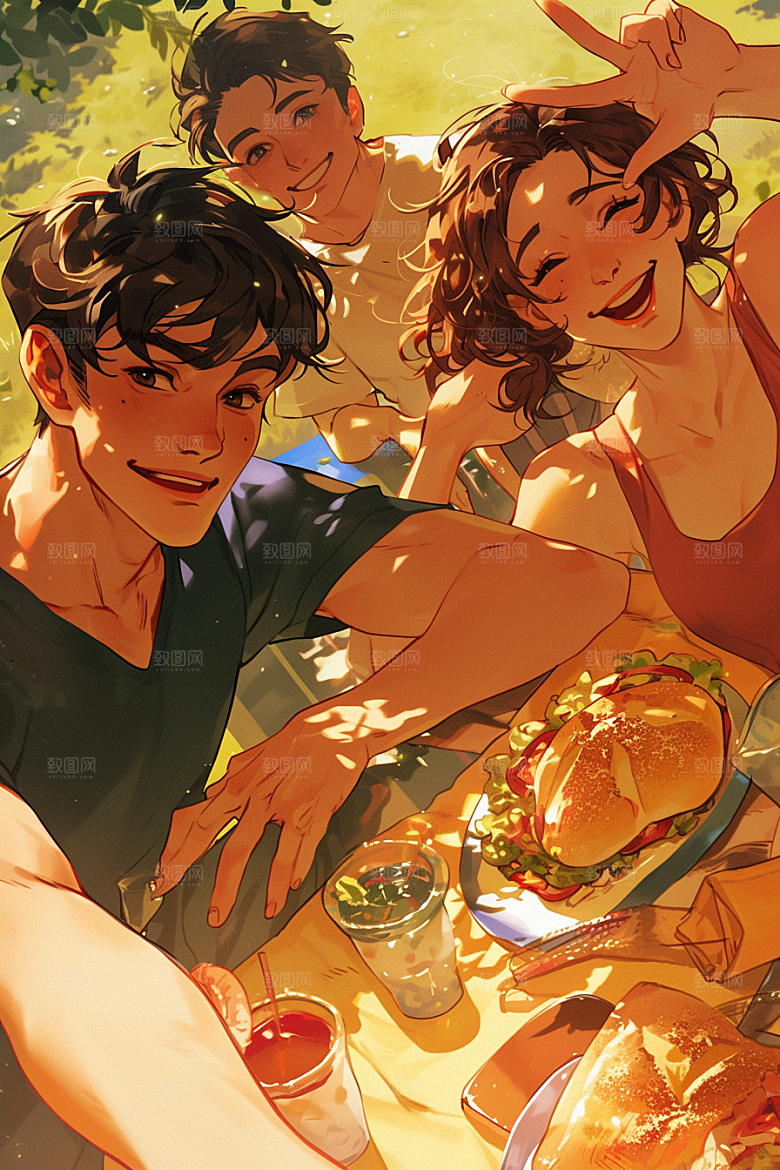 夏日聚会友谊友情插画