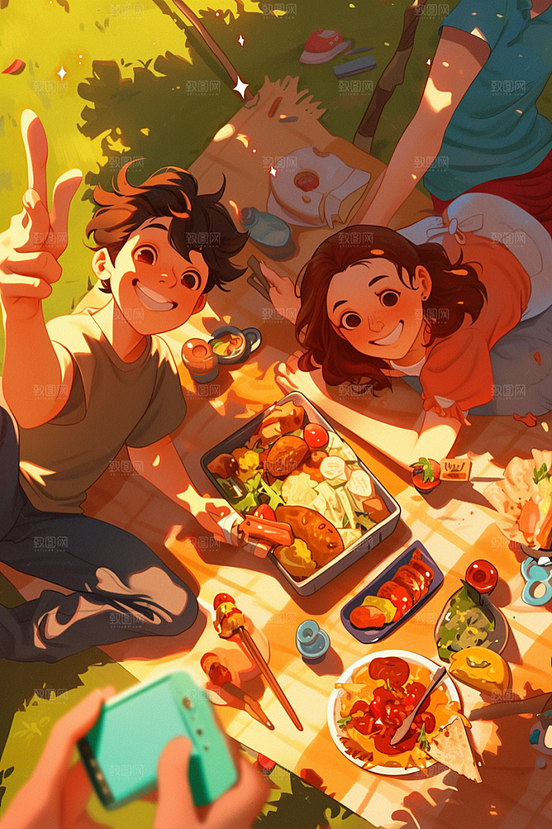 夏日聚会友情高清插画