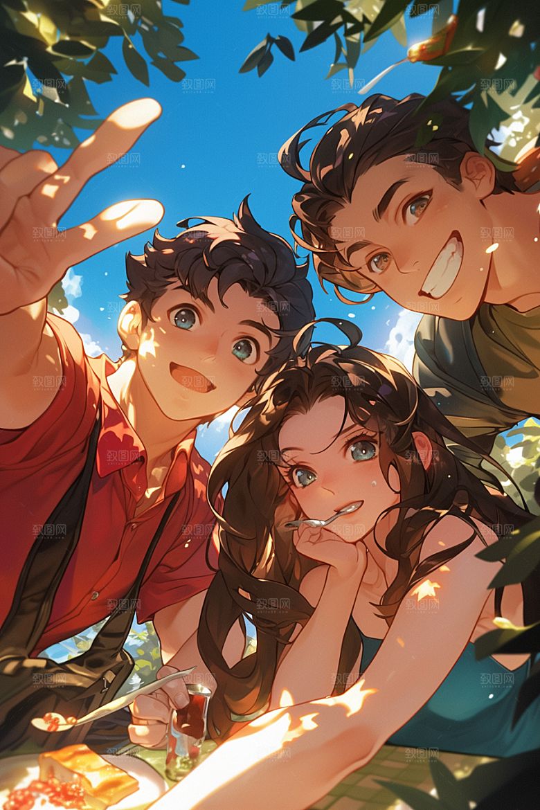 夏日聚会假日欢乐插画