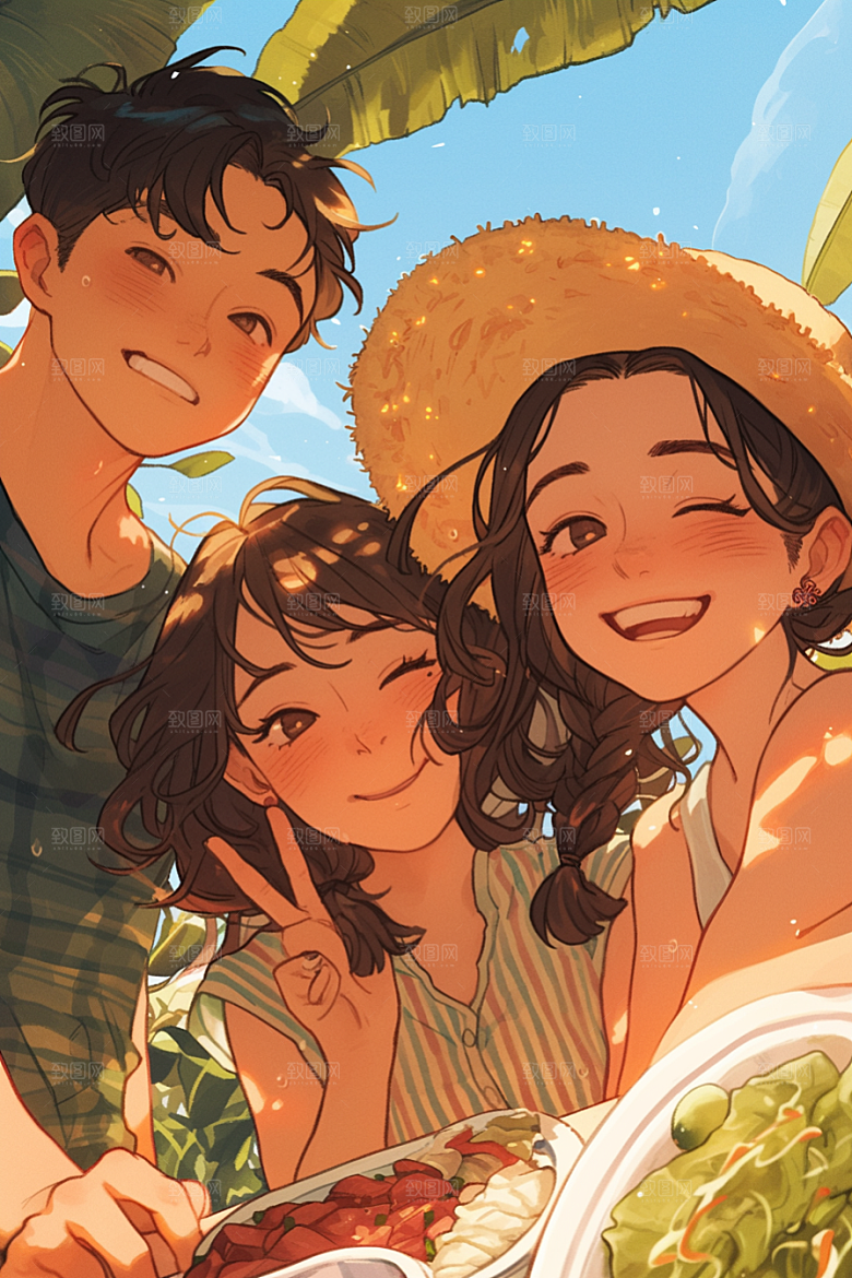 夏日聚会高清友谊插画
