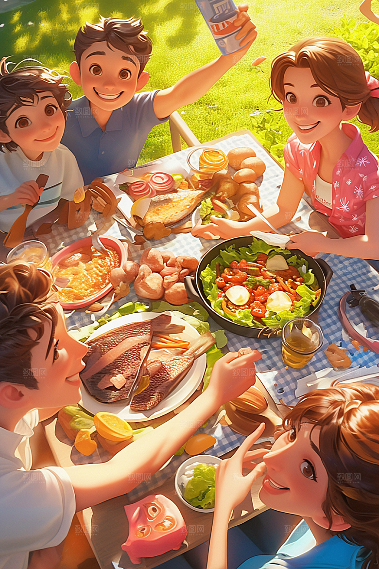 夏日聚会友谊高清插画