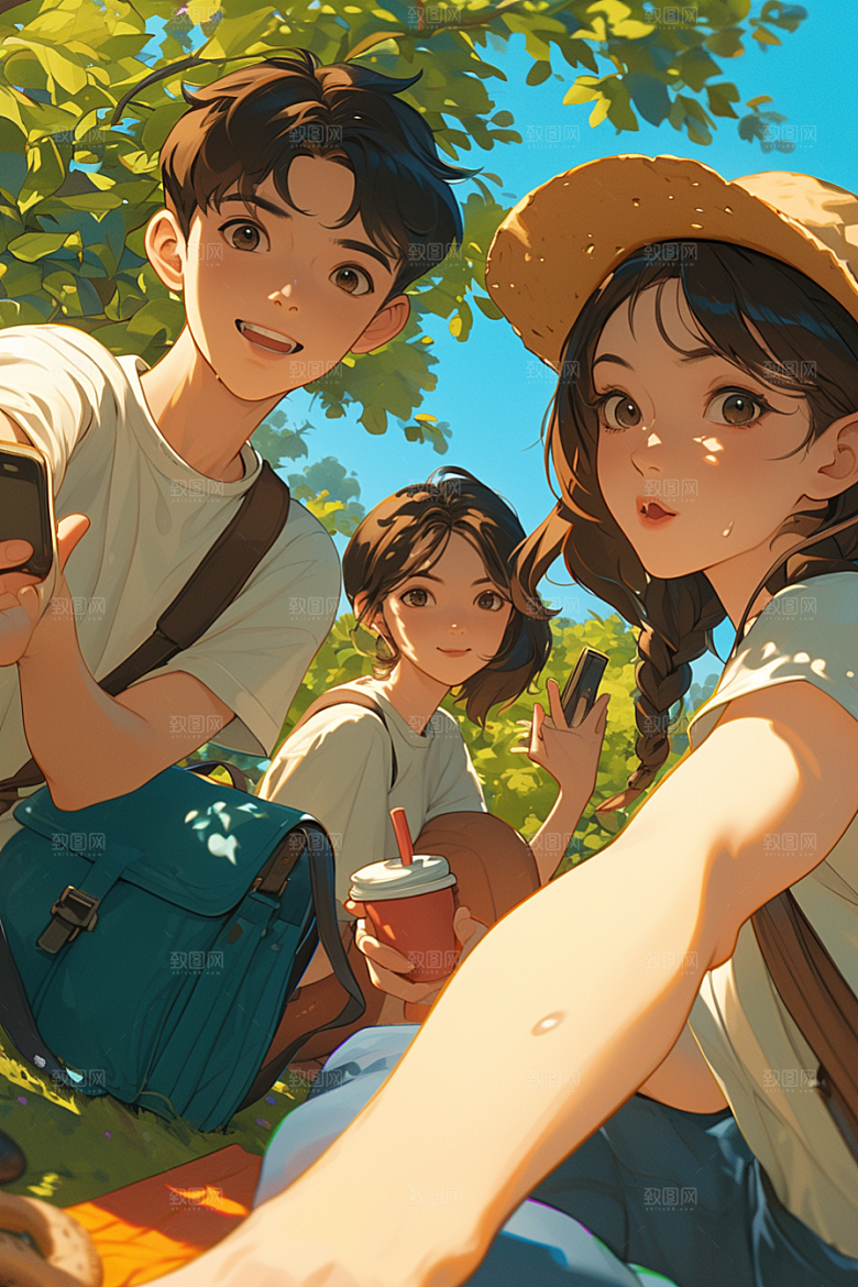 夏日聚会玩耍欢乐插画