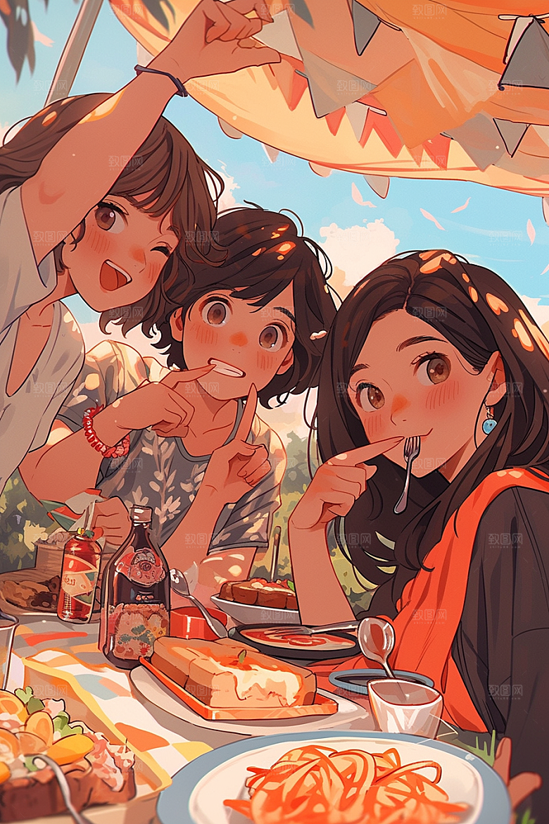 夏日聚会友谊高清插画