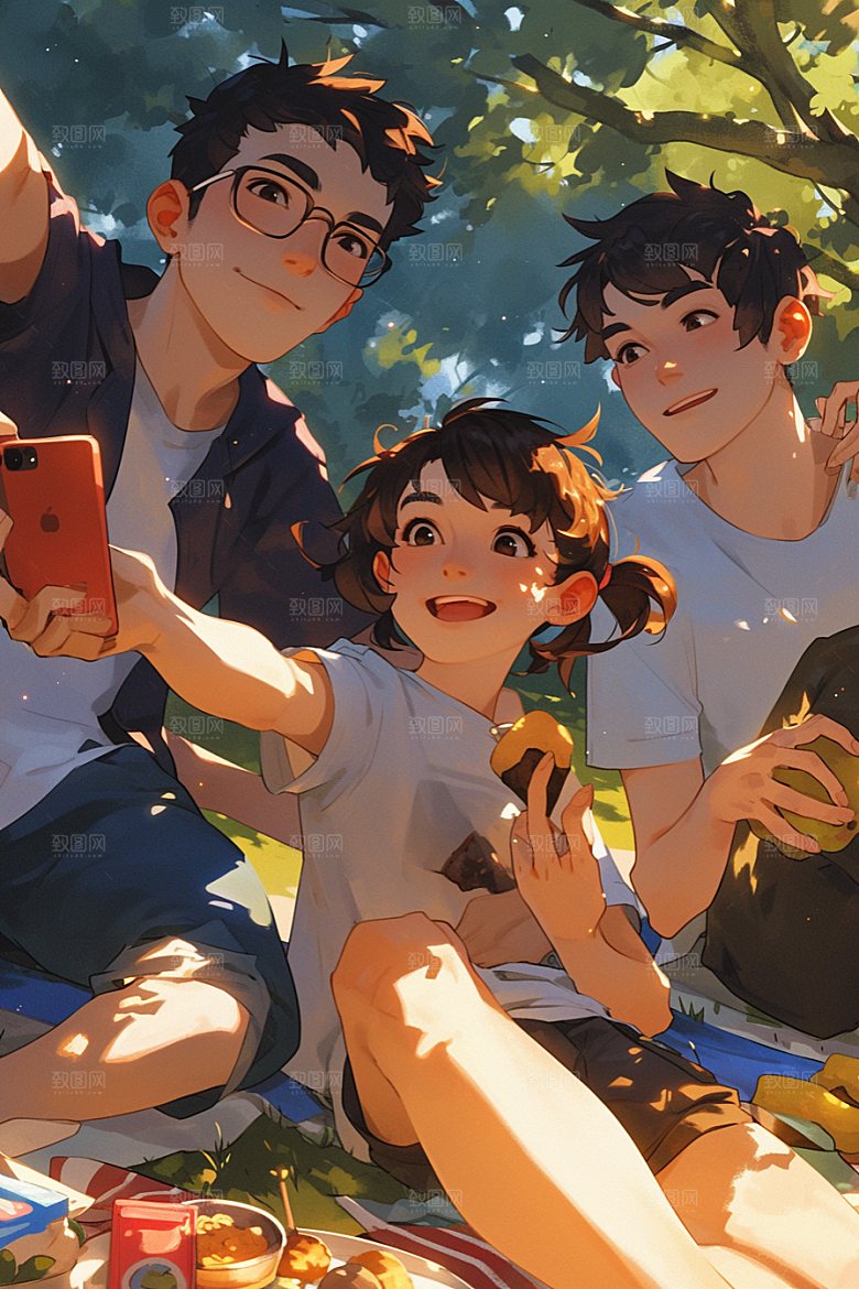夏日聚会场景高清插画